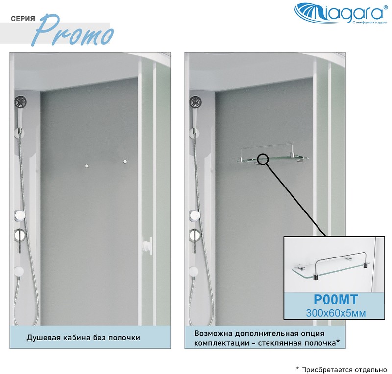 Душевая кабина Niagara Promo 110x80 L P110/80/40L/MT/BK без гидромассажа