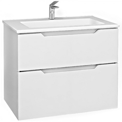 Тумба под раковину Jorno Slide 75 Sli.01.75/P/W подвесная Белая МДФ / ЛДСП