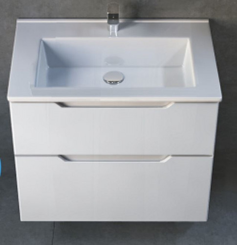 Тумба под раковину Jorno Slide 75 Sli.01.75/P/W подвесная Белая МДФ / ЛДСП