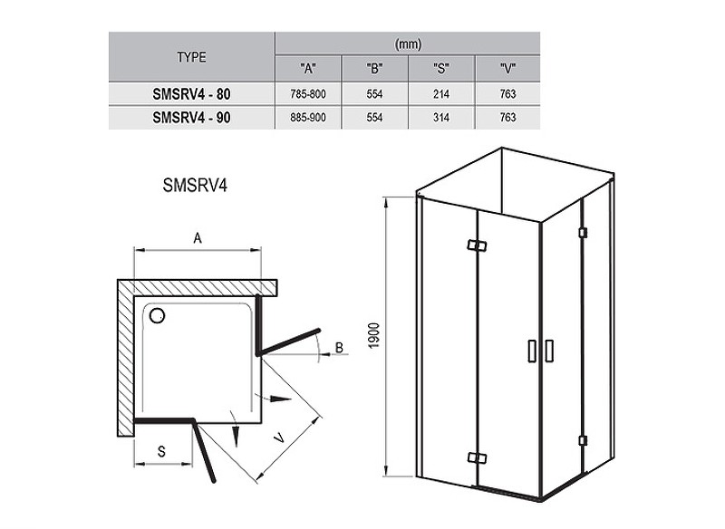 Душевой уголок Ravak Smartline SMSRV4-80 80x80 1SV44A00Z1 профиль Хром стекло Transparent