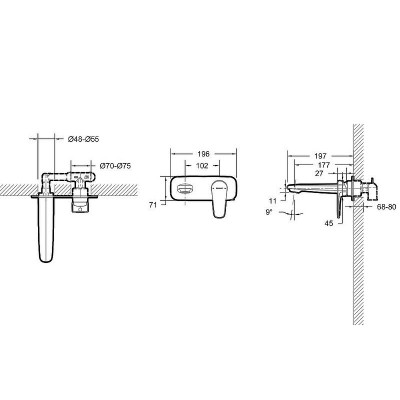 Смеситель для раковины Bravat Source P8173218BW-ENG Черный матовый латунь встраиваемый