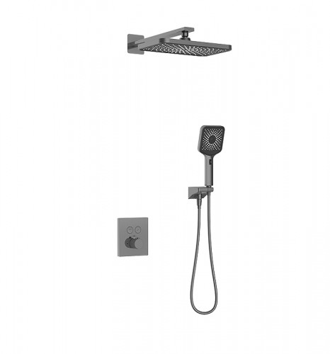 Душевая система Kaiser Sano 08477-15 с термостатом цвет Вороненая сталь