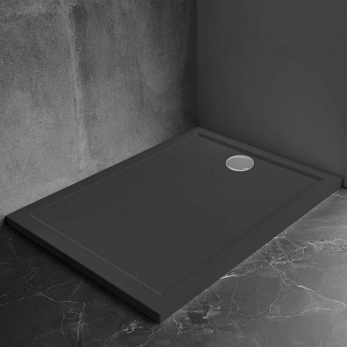 Душевой поддон из искусственного камня Veconi Pietra B 100x80 PT-B-10080-RU Черный
