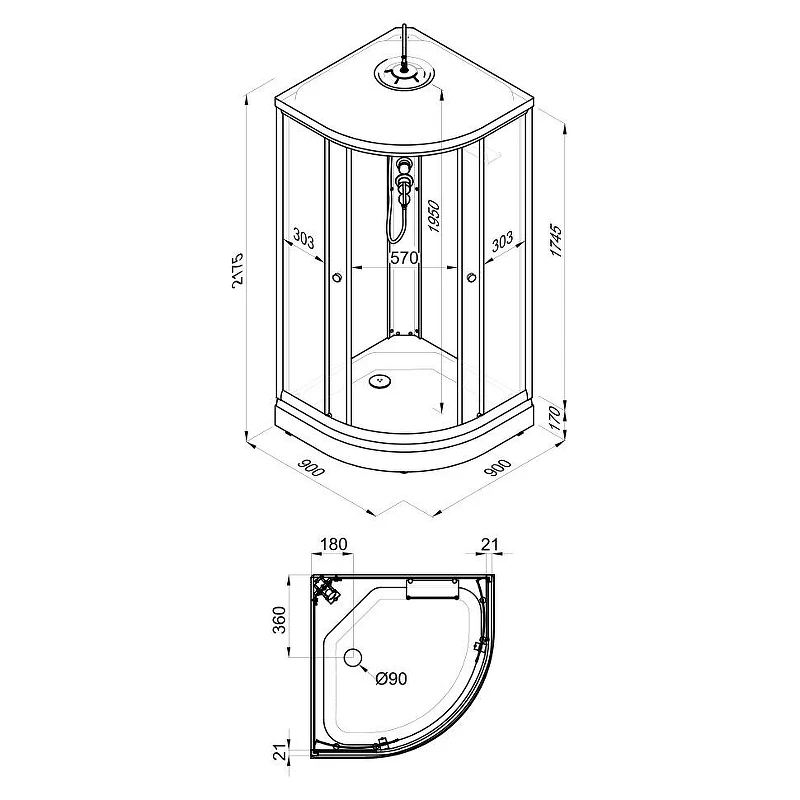 Душевая кабина Triton Стандарт 90x90 Щ0000061840 без гидромассажа