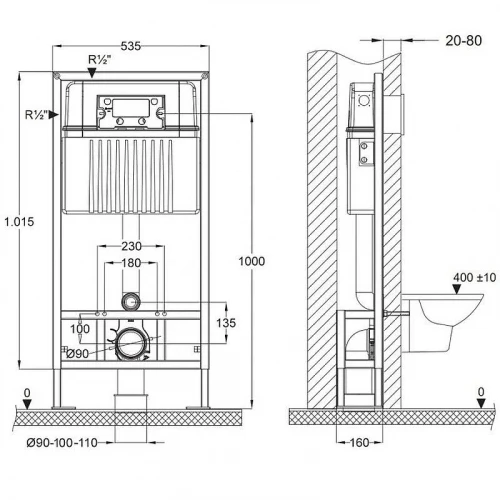 Инсталляция Bettoserb Sava Free Standing SFS40006472 для унитаза с клавишей смыва Хром матовый