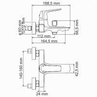 Смеситель для ванны WasserKRAFT Neime 1901 Хром латунь на стену