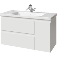 Тумба под раковину Caprigo Forte 100 36115R-SF027 подвесная Белая матовая МДФ / ЛДСП