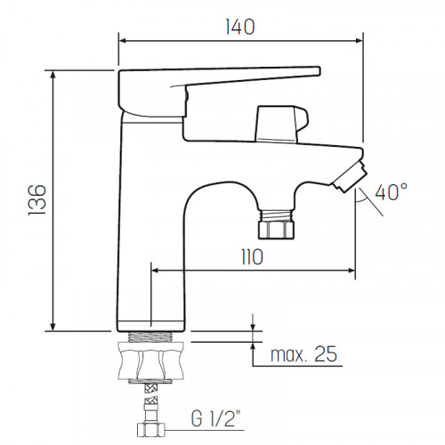 Смеситель для раковины Ростовская Мануфактура Сантехники SL141-001F-1 с гигиеническим душем Хром