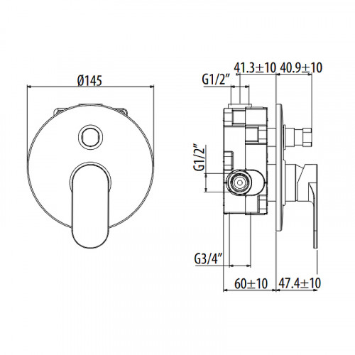 Смеситель для душа Gattoni H2Omix7000 7003470C0.CH Хром латунь встраиваемый
