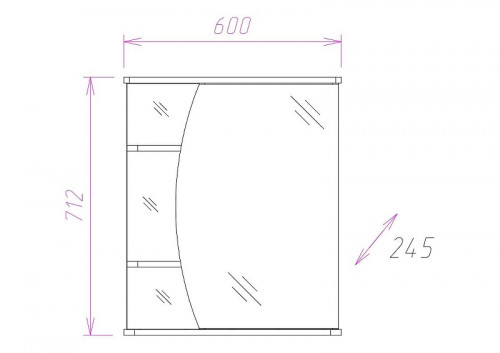 Зеркальный шкаф Onika Луна 60.01 R 206014 с подсветкой Белый МДФ / ЛДСП, стекло