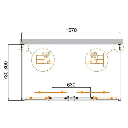 Душевой уголок Cezares Molveno 160x80 MOLVENO-AH-22-160/80-C-Cr-IV профиль Хром стекло прозрачное