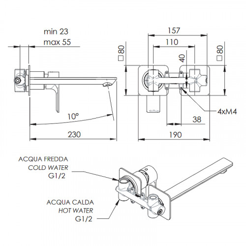 Смеситель для раковины Remer Energy EY15PLBO Белый матовый латунь встраиваемый