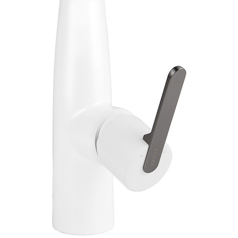 Смеситель для кухни Kaiser Claro 22144-24 Белый матовый Вороненая сталь латунь