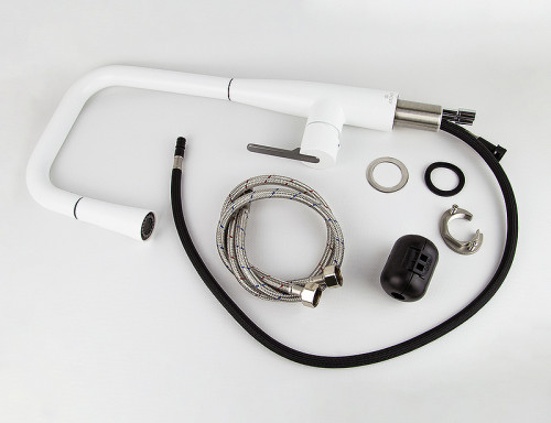 Смеситель для кухни Kaiser Claro 22144-24 Белый матовый Вороненая сталь латунь