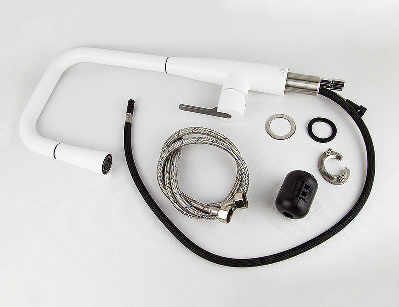 Смеситель для кухни Kaiser Claro 22144-24 Белый матовый Вороненая сталь латунь