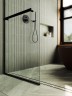 Душевая перегородка Maybah Glass MGD-708-6у 1090x1950 в узком профиле Черный стекло прозрачное