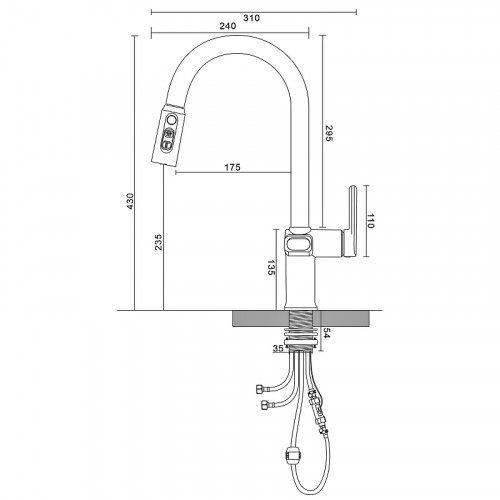 Смеситель для кухни ESKO Kitchen K15GMLED Оружейная сталь