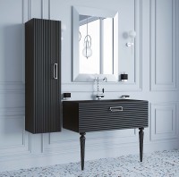 Тумба под раковину Boheme Armadi Art Vallessi Avangarde Linea 100 842-100-BCR подвесная Черная Хром МДФ / ЛДСП