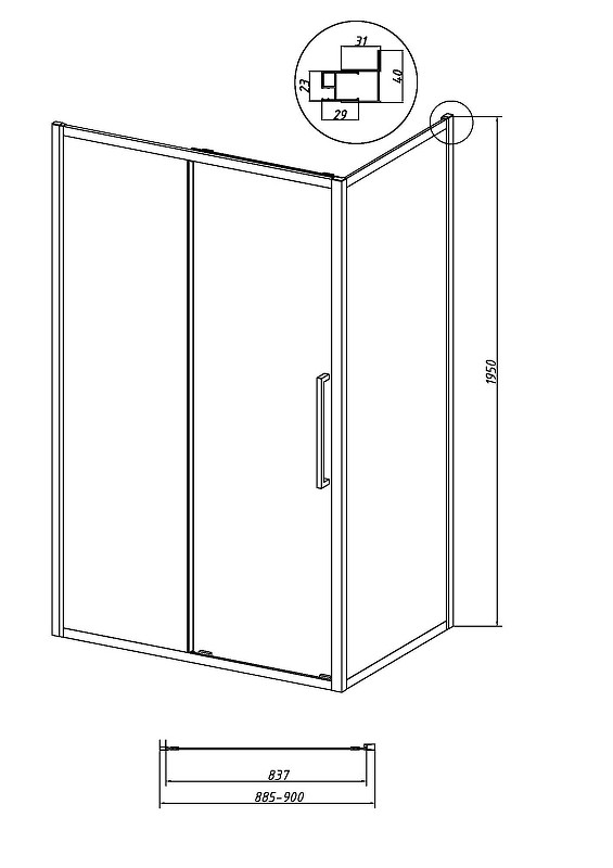 Душевая стенка Grossman Cosmo 100 200.K33.02.100.10.02 профиль Хром стекло шиншилла