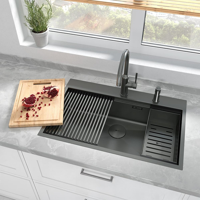 Кухонная мойка Lemark Iordana 780 9936119 цвет Графит