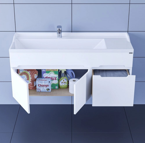 Тумба под раковину СанТа Лондон 120 224032 подвесная Белая МДФ / ЛДСП