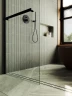 Душевая перегородка Maybah Glass MGD-726-6ш 790x1950 в широком профиле Черный стекло прозрачное