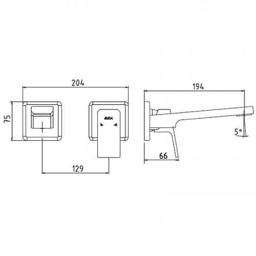 Смеситель для раковины E.C.A. Tiera 102167605C1EX-KK Черный матовый латунь встраиваемый