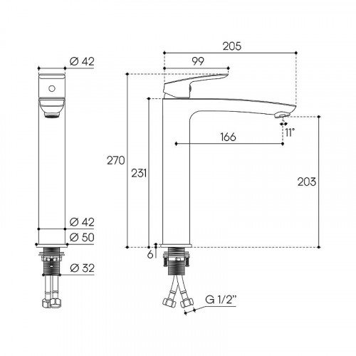 Смеситель для раковины Aqueduto Suave L SUA0300 цвет Хром