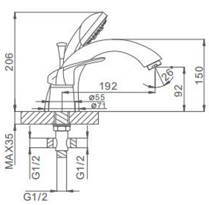 Смеситель на борт ванны Frap H05 F1105