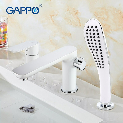 Смеситель на борт ванны Gappo G48 G1148 Белый Хром латунь