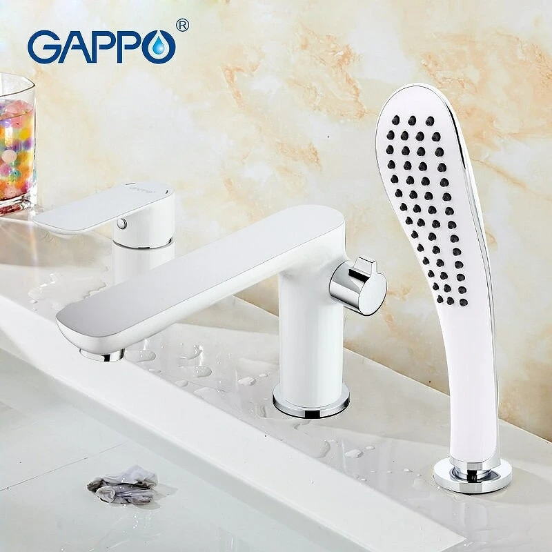 Смеситель на борт ванны Gappo G48 G1148 Белый Хром латунь