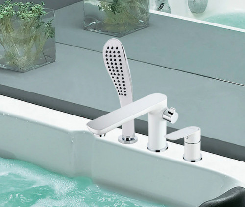 Смеситель на борт ванны Gappo G48 G1148 Белый Хром латунь