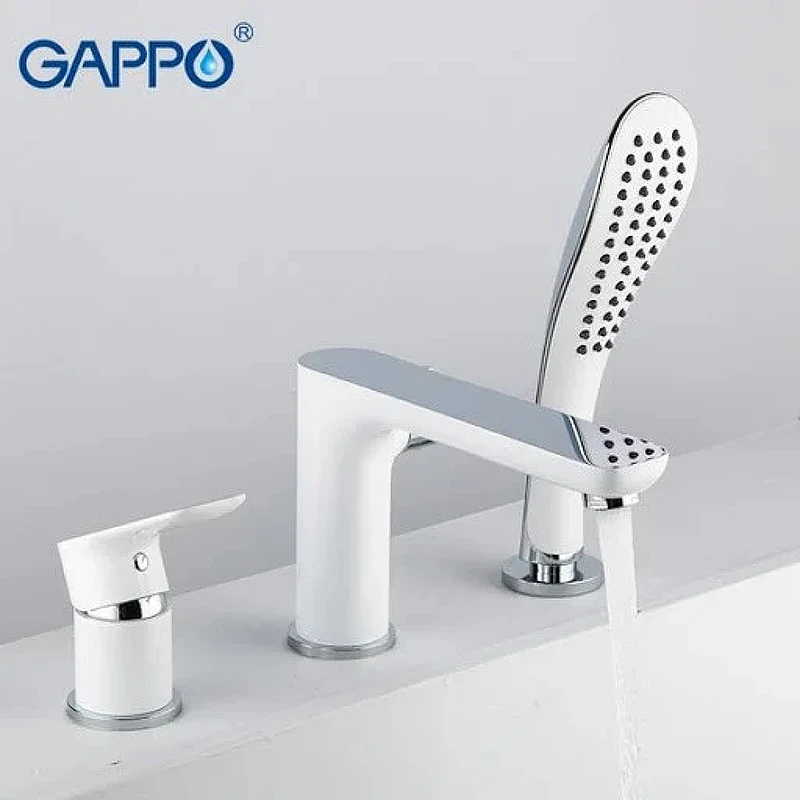 Смеситель на борт ванны Gappo G48 G1148 Белый Хром латунь