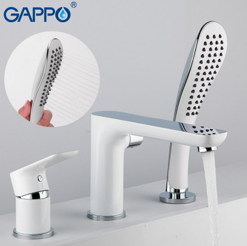 Смеситель на борт ванны Gappo G48 G1148 Белый Хром латунь