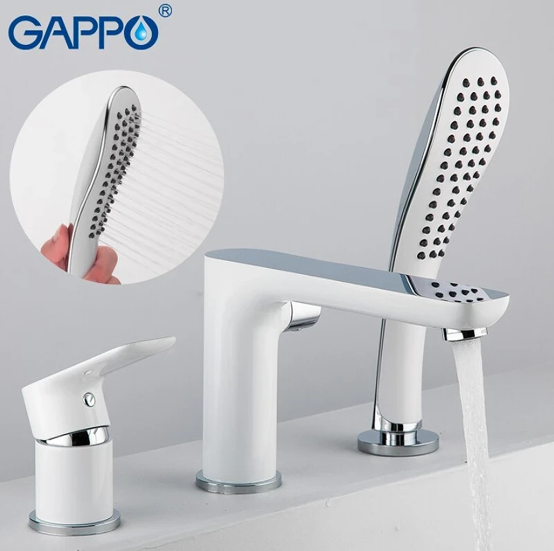 Смеситель на борт ванны Gappo G48 G1148 Белый Хром латунь