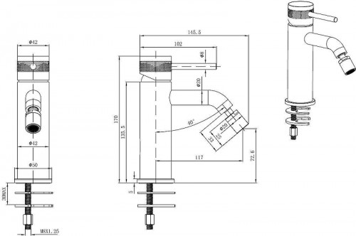 Смеситель для биде Allen Brau Priority 5.31A04-31GB цвет Черный Золото