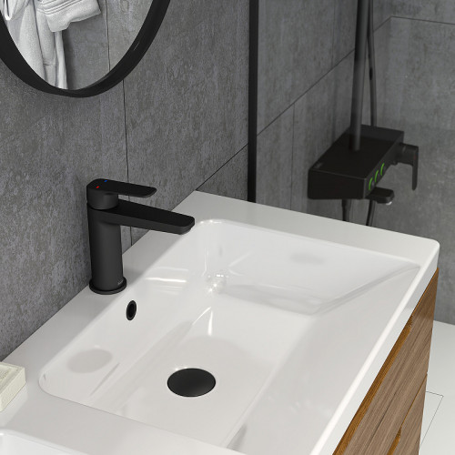 Смеситель для раковины Teska Quars E5618 Черный матовый латунь