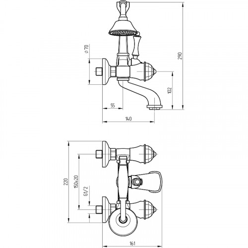 Смеситель для ванны Migliore Korona 27307 Хром латунь на стену