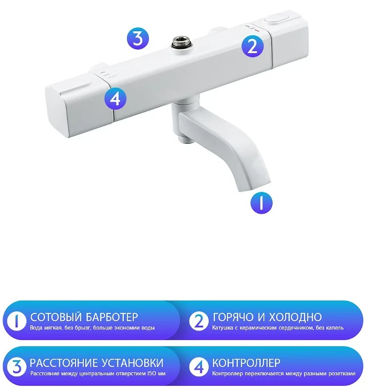Душевая система Gappo G91 G2491-8 с термостатом Белая латунь на стену
