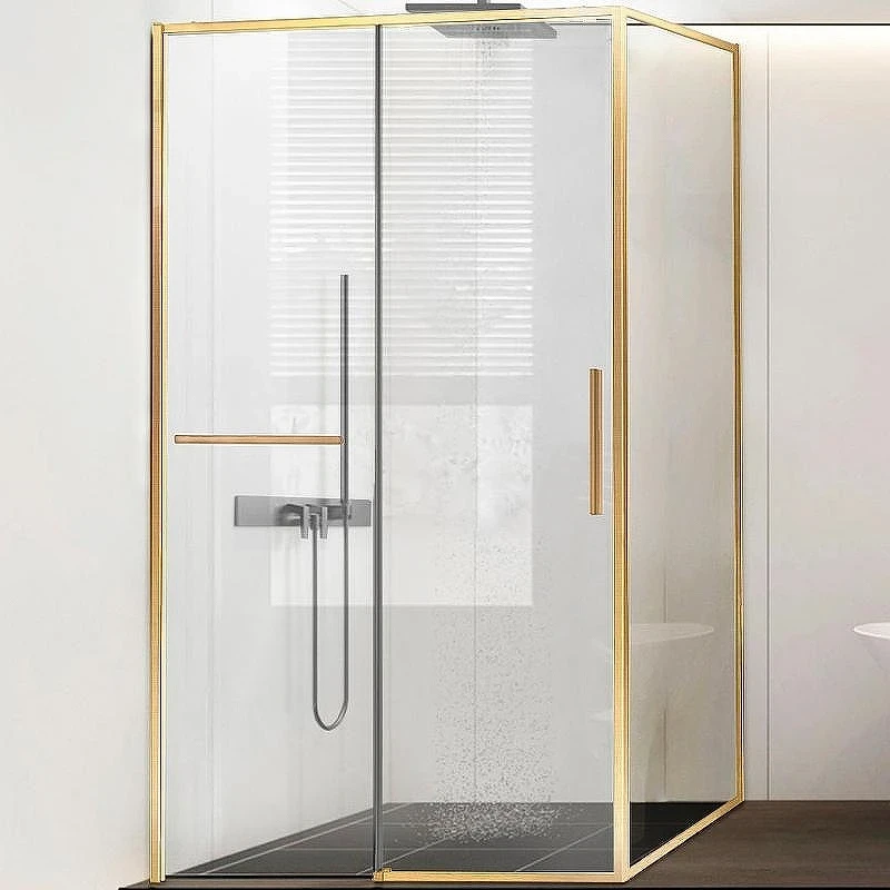 Душевой уголок Vincea Slim Soft 120x100 VSR-1SS1012CLG профиль Брашированное золото стекло прозрачное