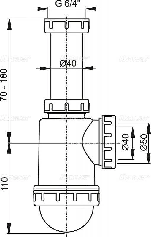 Сифон для кухонной мойки Alcaplast A443-DN50/40 цвет Белый