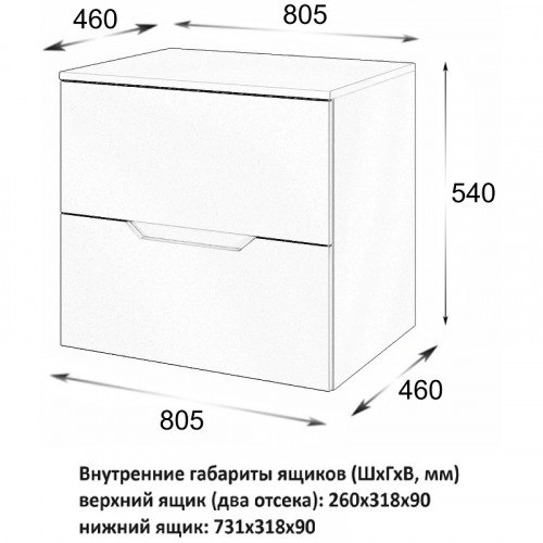 Тумба под раковину Orange Line 80 Li-80TubMDF подвесная Черная матовая МДФ / ЛДСП