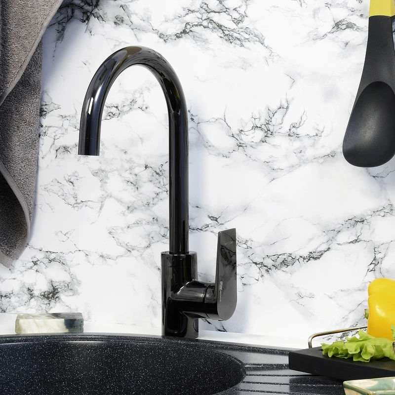 Смеситель для кухни WasserKRAFT Glan 6607 Черный глянцевый латунь