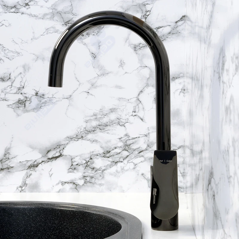 Смеситель для кухни WasserKRAFT Glan 6607 Черный глянцевый латунь