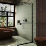 Душевая перегородка Maybah Glass MGD-719-6у 1190х1950 в узком профиле с полотенцедержателем Черный стекло сатиновое