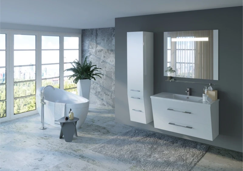 Зеркало Bellezza Берта 90 4610715050014 с подсветкой Белое МДФ / ЛДСП, стекло