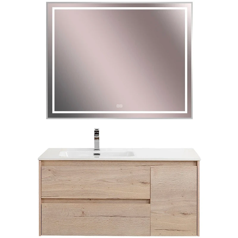 Тумба под раковину BelBagno Kraft 100 L KRAFT-1000-2C-1A-SO-RGB-L подвесная Rovere Galifax Bianco МДФ / ЛДСП