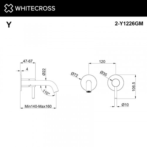Смеситель для раковины Whitecross Y gunmetal 2-Y1226GM цвет Оружейная сталь