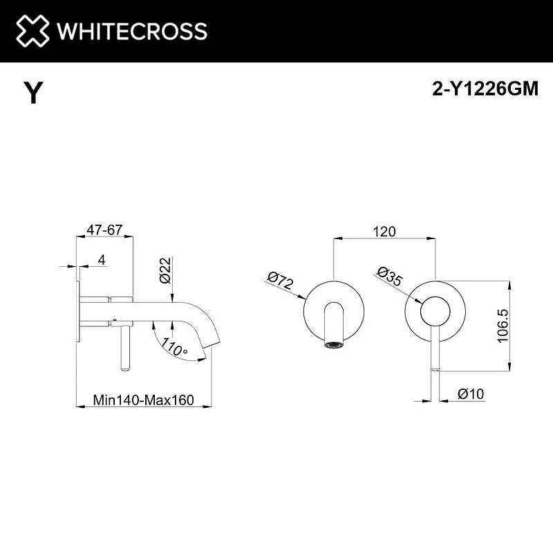 Смеситель для раковины Whitecross Y gunmetal 2-Y1226GM цвет Оружейная сталь