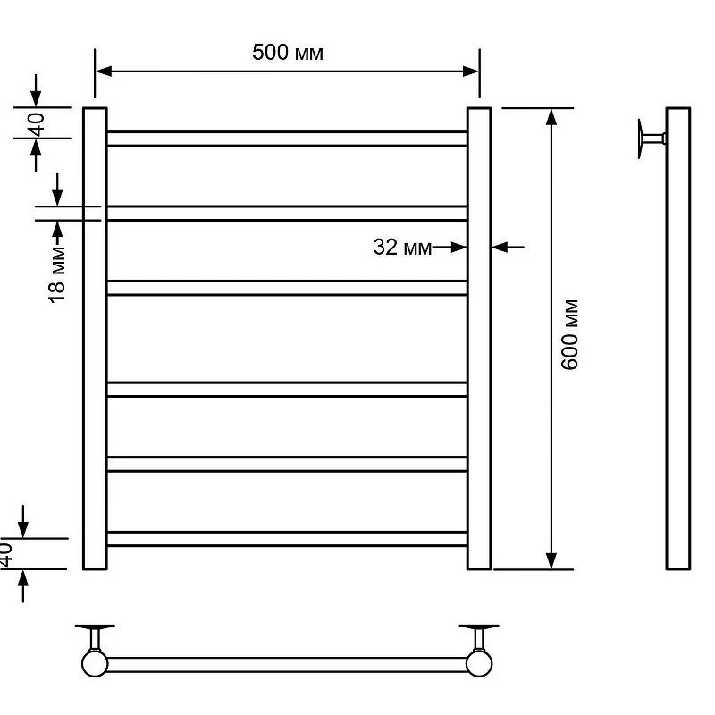 Водяной полотенцесушитель Comfysan Noumi W-6 60x50 013745 Черный матовый